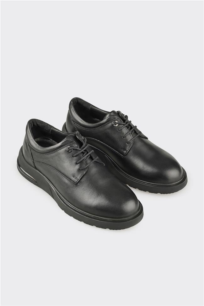 Siyah Deri Erkek Günlük Ayakkabı