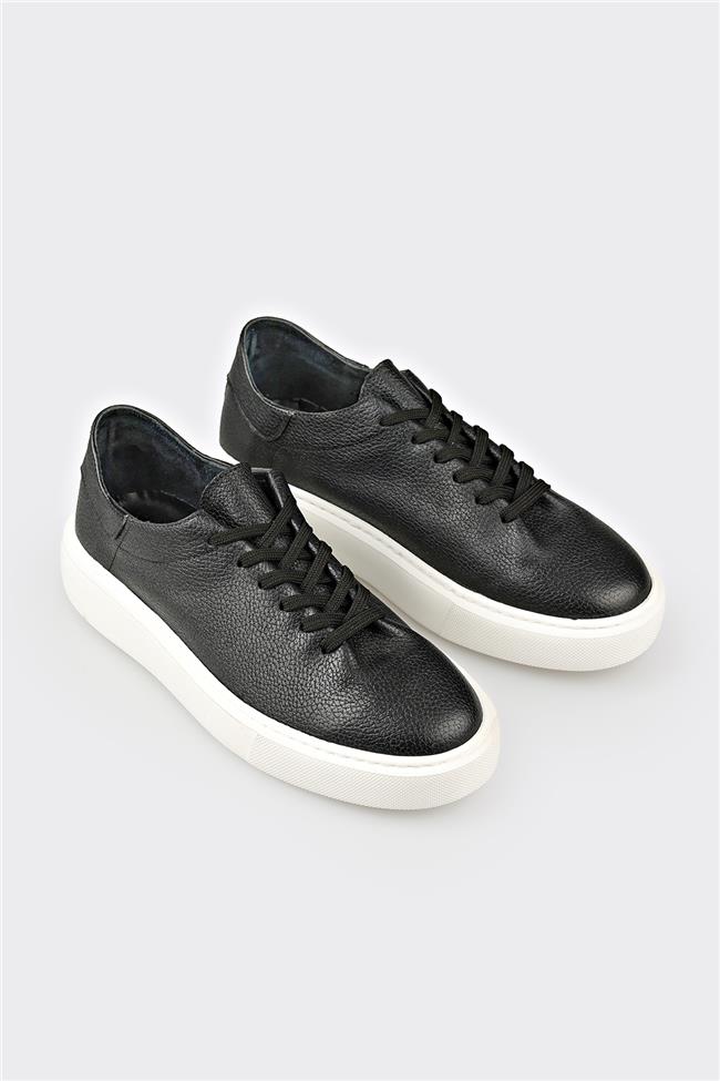 Siyah Deri Erkek Günlük Ayakkabı