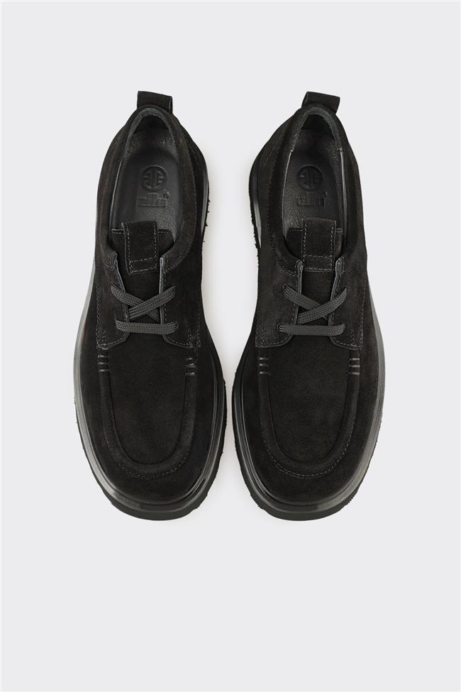 Siyah Deri Erkek Günlük Ayakkabı