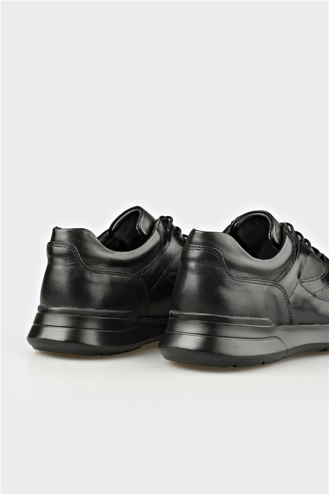 Siyah Deri Erkek Günlük Ayakkabı