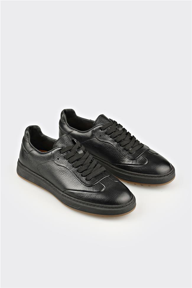Siyah Deri Erkek Günlük Ayakkabı