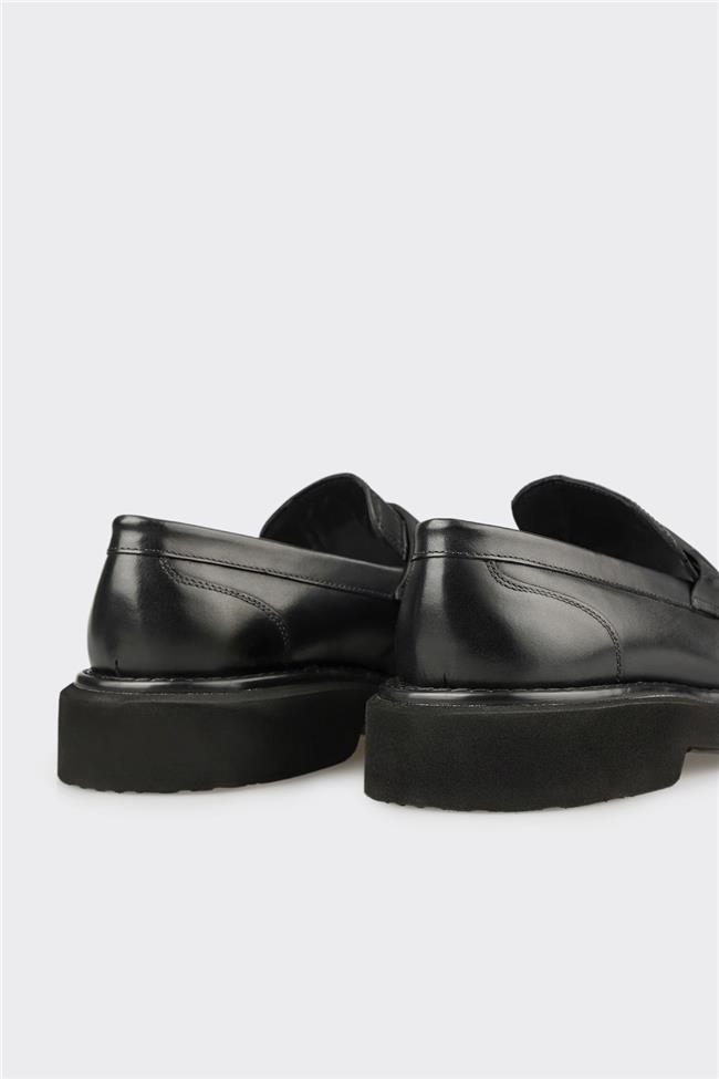 Siyah Deri Erkek Günlük Ayakkabı