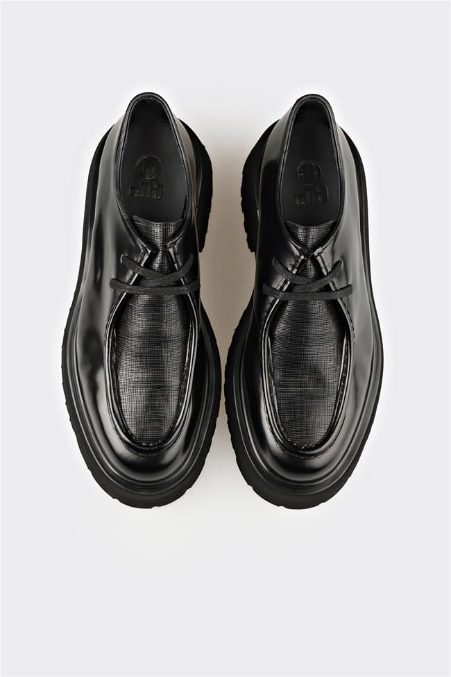 Siyah Deri Erkek Günlük Ayakkabı