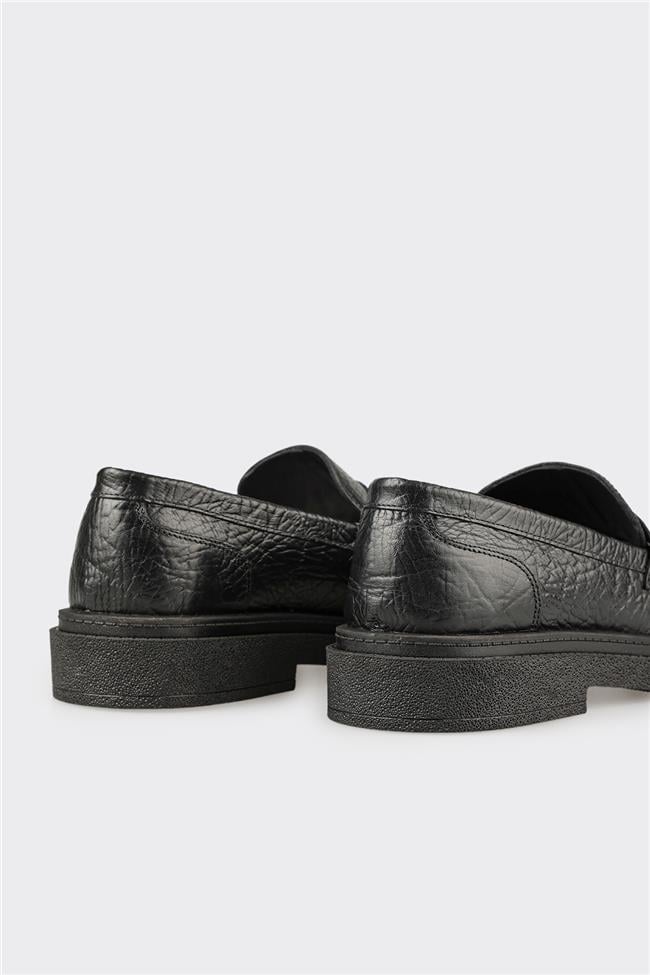 Siyah Deri Erkek Günlük Ayakkabı