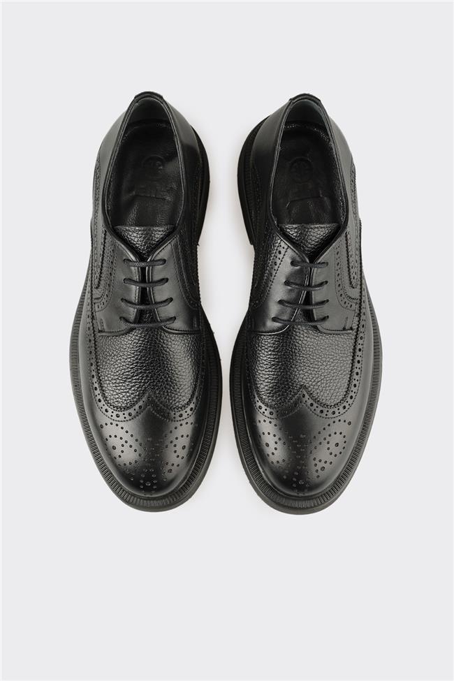 Siyah Deri Erkek Günlük Ayakkabı