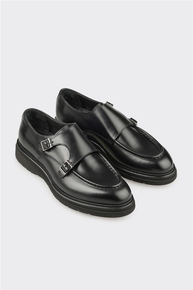 Siyah Deri Erkek Günlük Ayakkabı