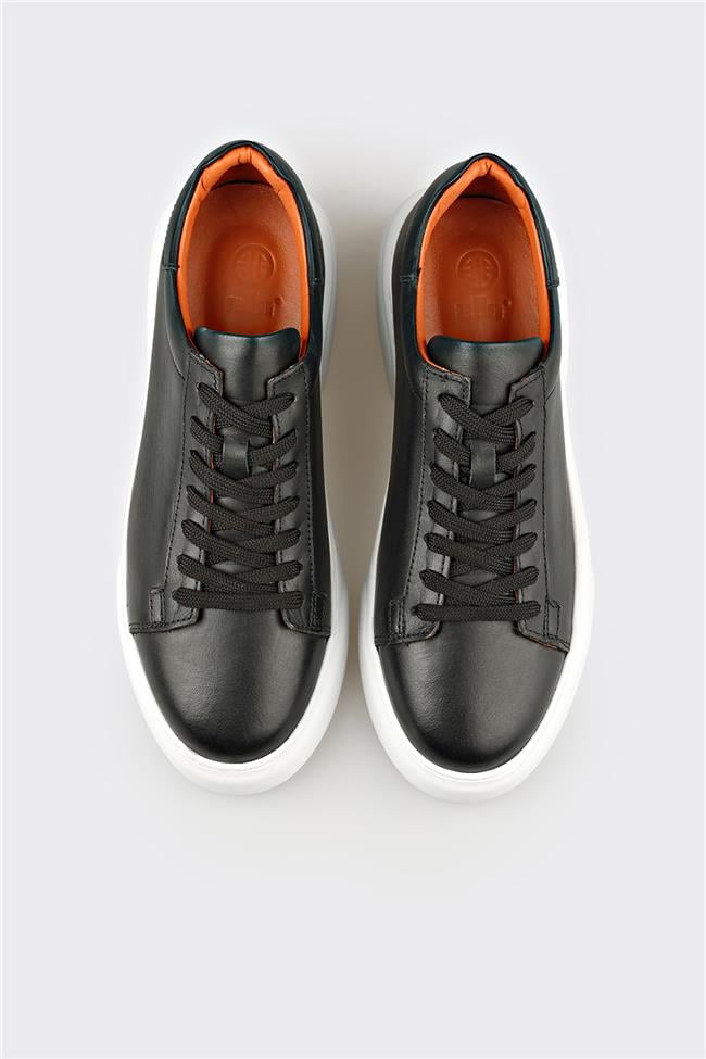 Siyah Deri Erkek Günlük Ayakkabı