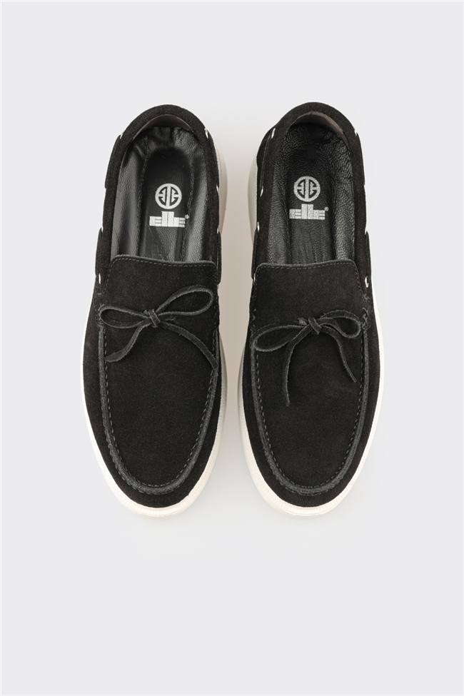 Siyah Deri Erkek Günlük Ayakkabı