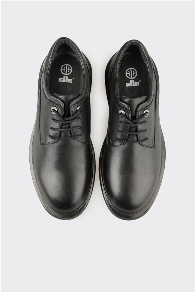 Siyah Deri Erkek Günlük Ayakkabı