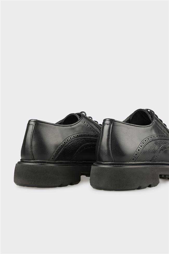 Siyah Deri Erkek Günlük Ayakkabı