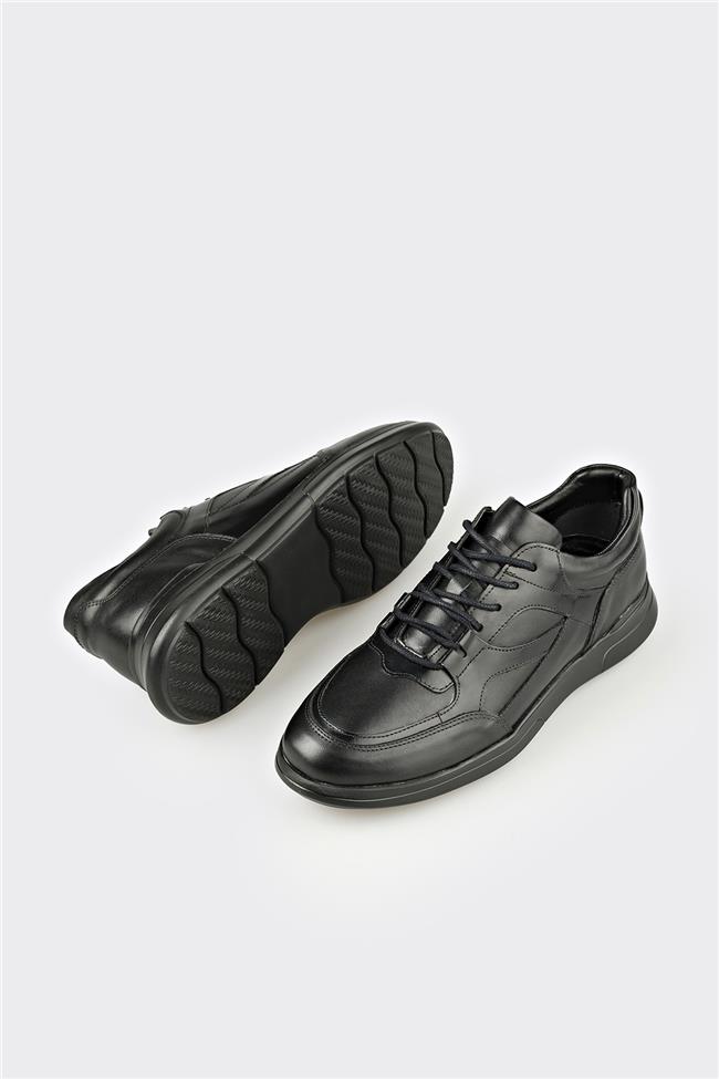 Siyah Deri Erkek Günlük Ayakkabı