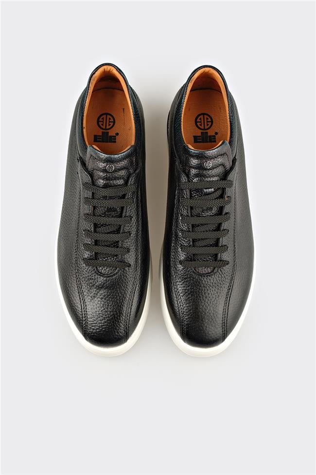 Siyah Deri Erkek Günlük Ayakkabı