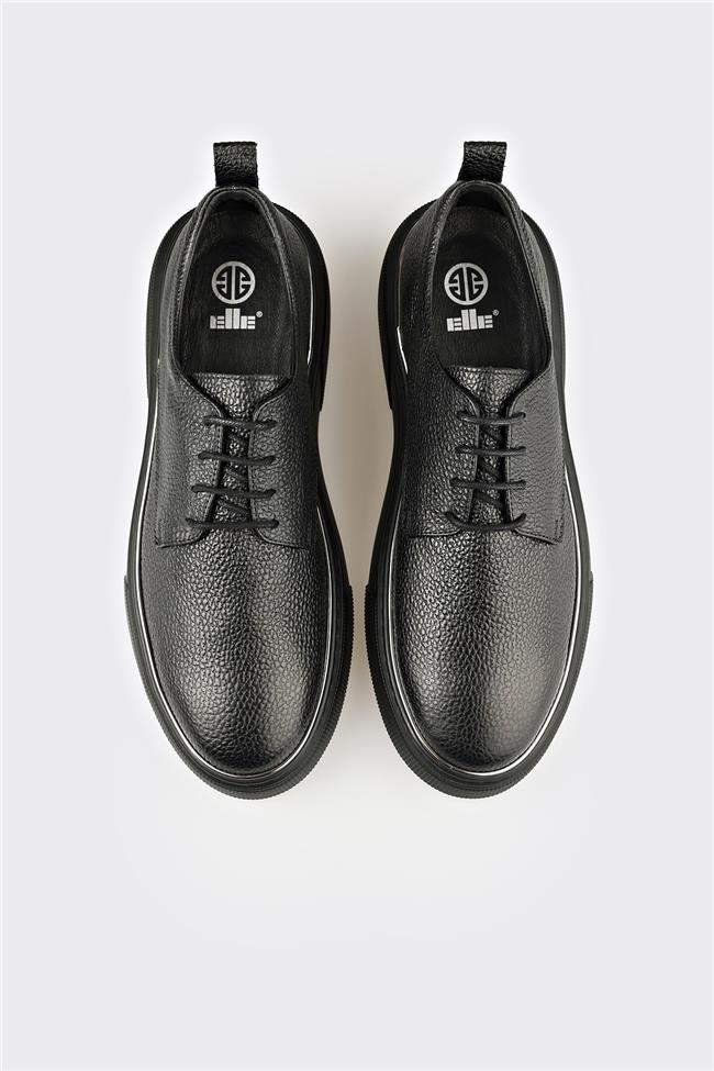 Siyah Deri Erkek Günlük Ayakkabı