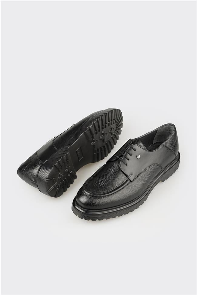 Siyah Deri Erkek Günlük Ayakkabı