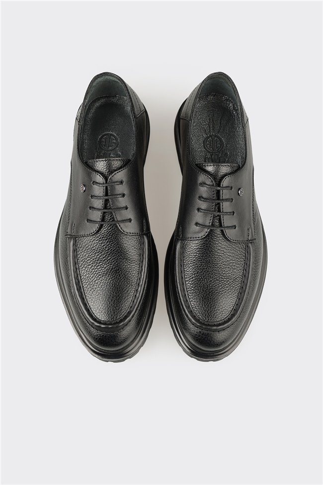 Siyah Deri Erkek Günlük Ayakkabı
