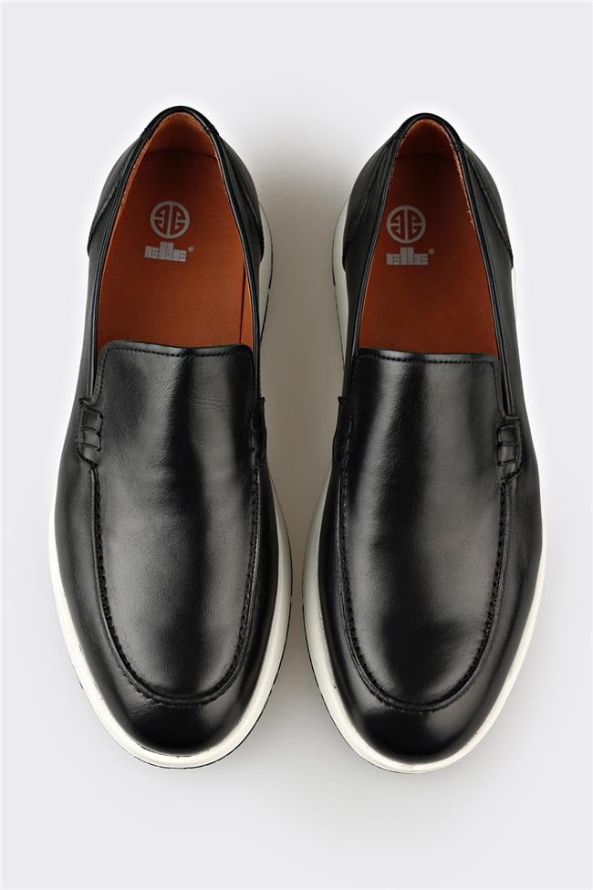 Siyah Deri Erkek Günlük Ayakkabı