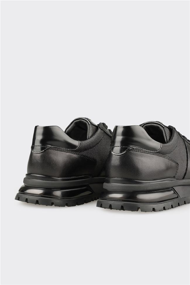 Siyah Deri Erkek Günlük Ayakkabı