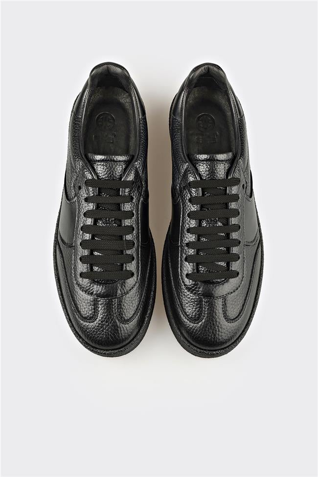 Siyah Deri Erkek Günlük Ayakkabı