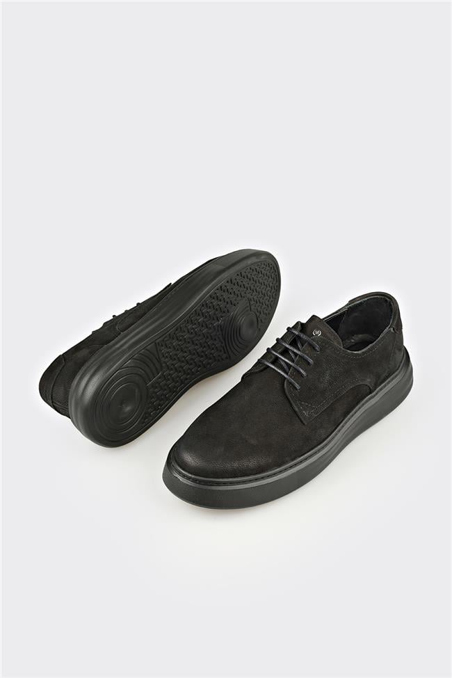 Siyah Deri Erkek Günlük Ayakkabı