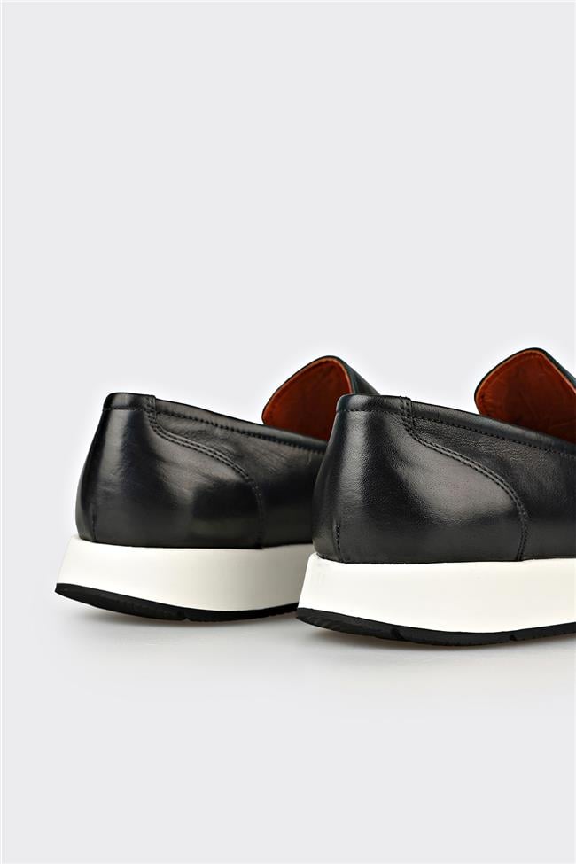 Siyah Deri Erkek Günlük Ayakkabı