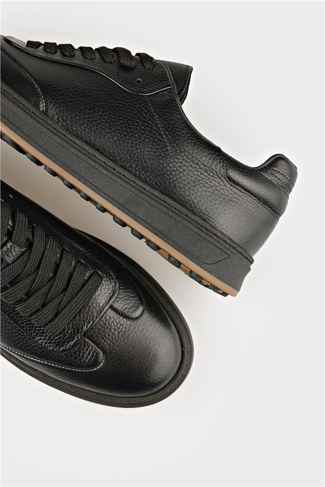 Siyah Deri Erkek Günlük Ayakkabı