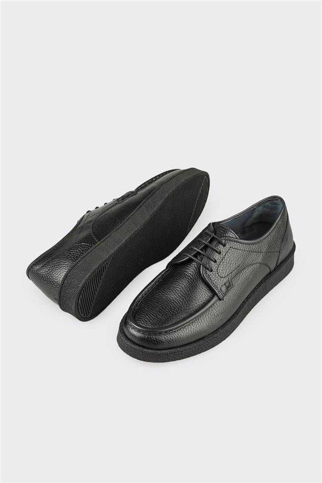 Siyah Deri Erkek Günlük Ayakkabı