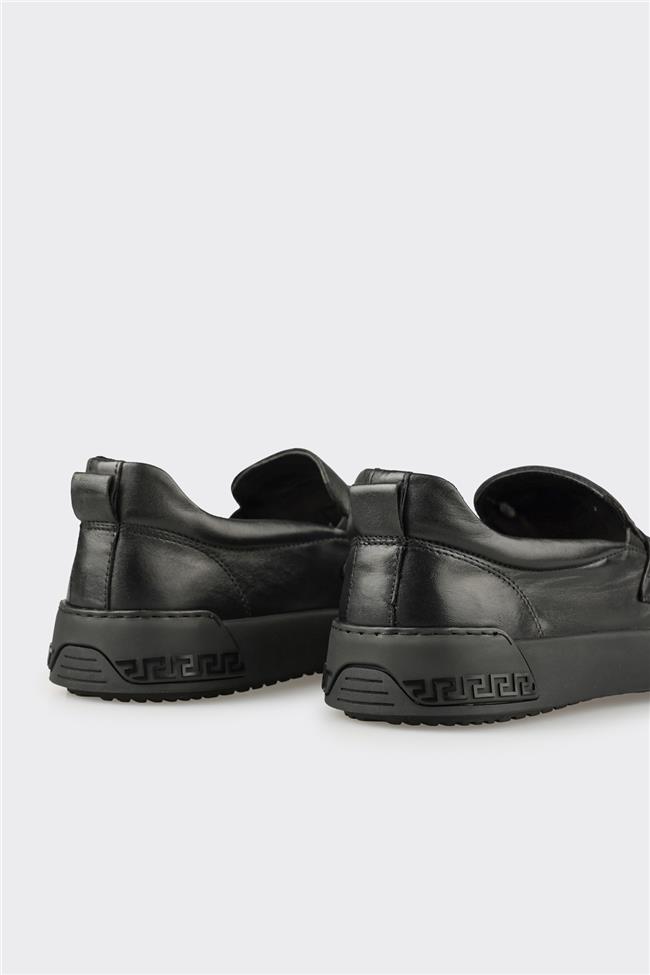 Siyah Deri Erkek Günlük Ayakkabı