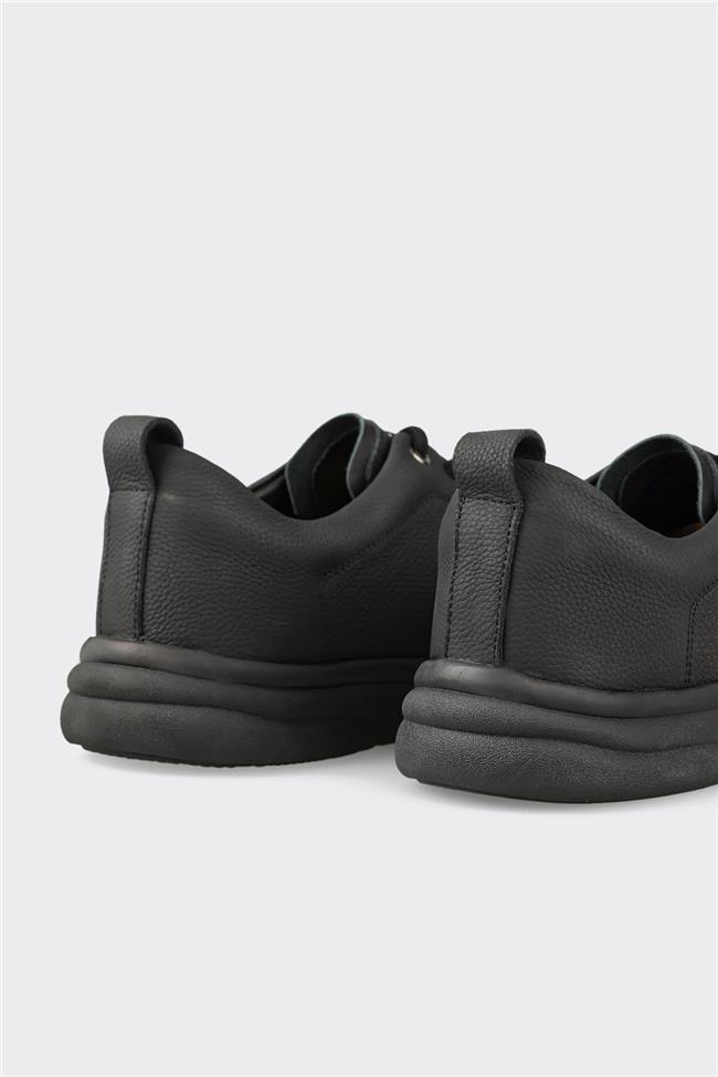 Siyah Deri Erkek Günlük Ayakkabı