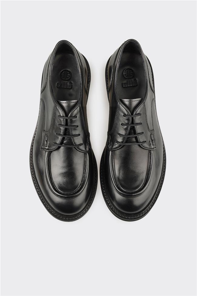 Siyah Deri Erkek Günlük Ayakkabı