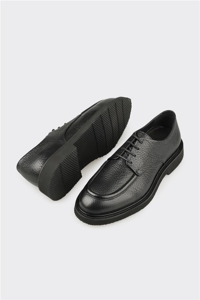 Siyah Deri Erkek Günlük Ayakkabı