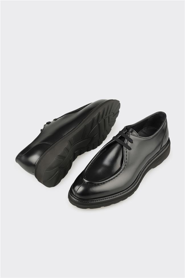 Siyah Deri Erkek Günlük Ayakkabı