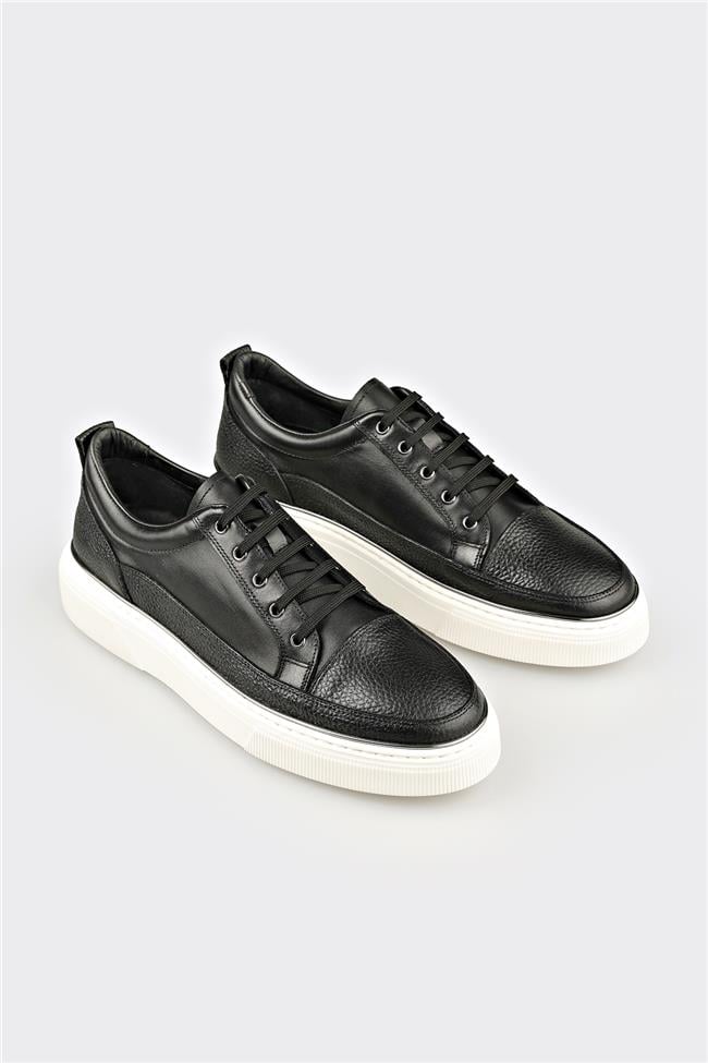 Siyah Deri Erkek Günlük Ayakkabı