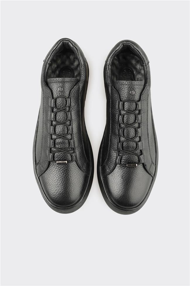Siyah Deri Erkek Günlük Ayakkabı