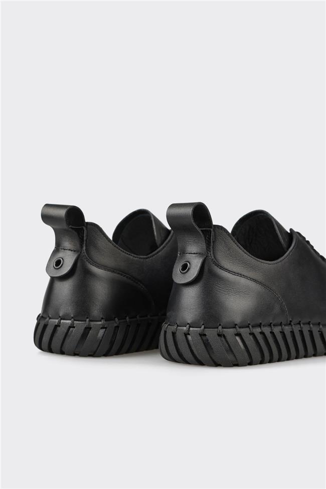 Siyah Deri Erkek Günlük Ayakkabı