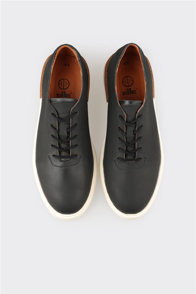 Siyah Deri Erkek Günlük Ayakkabı