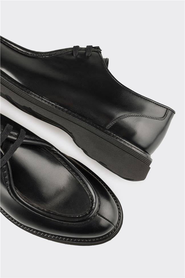 Siyah Deri Erkek Günlük Ayakkabı