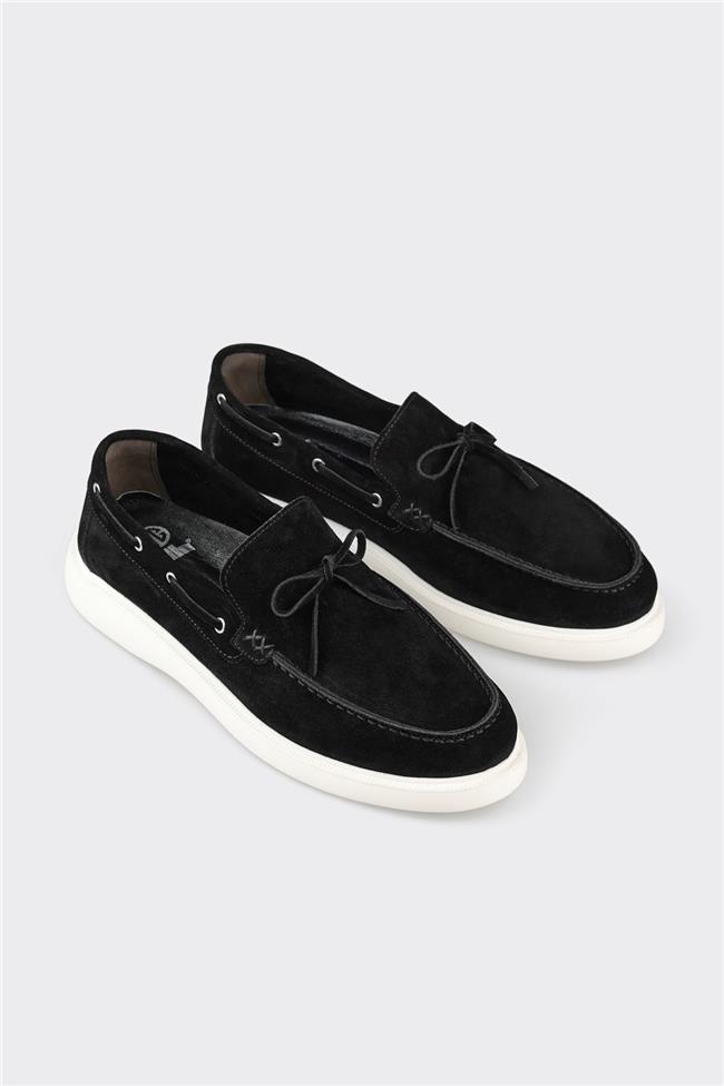 Siyah Deri Erkek Günlük Ayakkabı