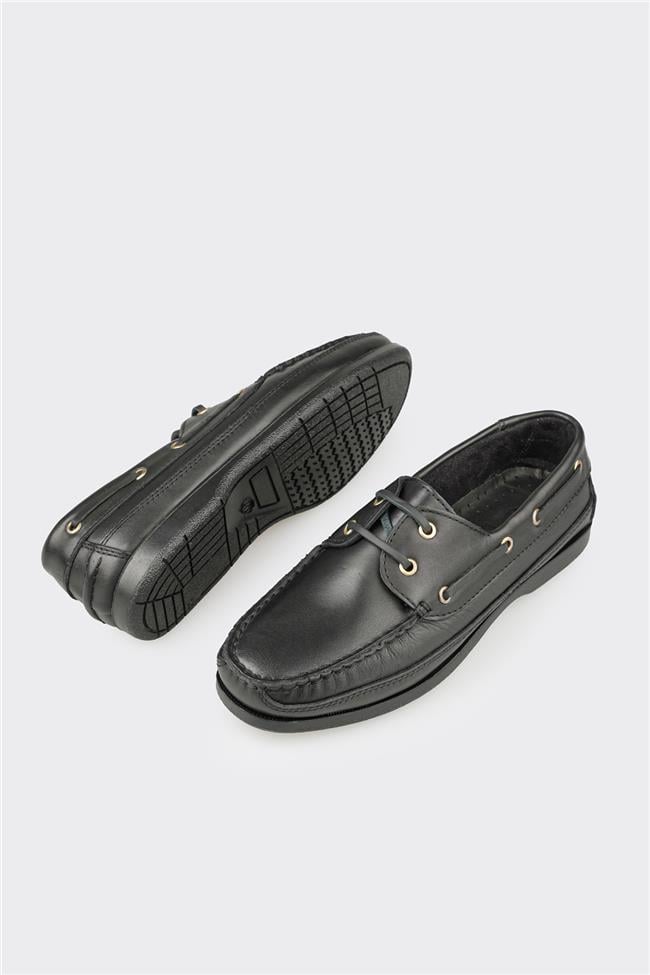 Siyah Deri Erkek Günlük Ayakkabı