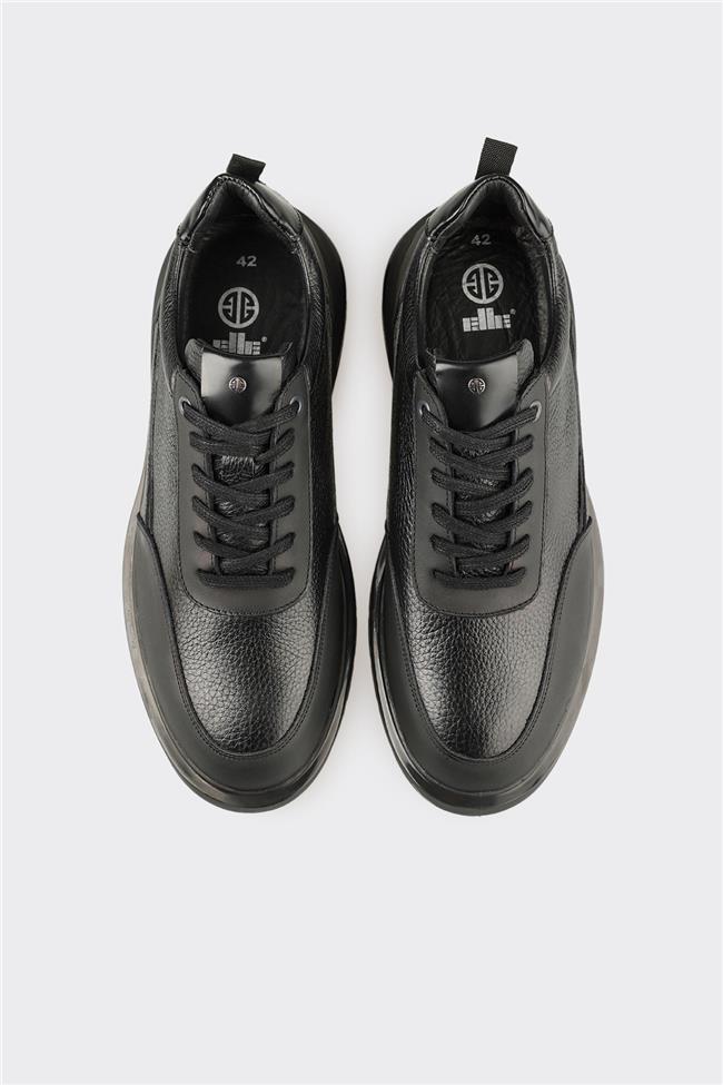 Siyah Deri Erkek Günlük Ayakkabı