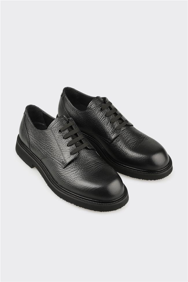 Siyah Deri Erkek Günlük Ayakkabı