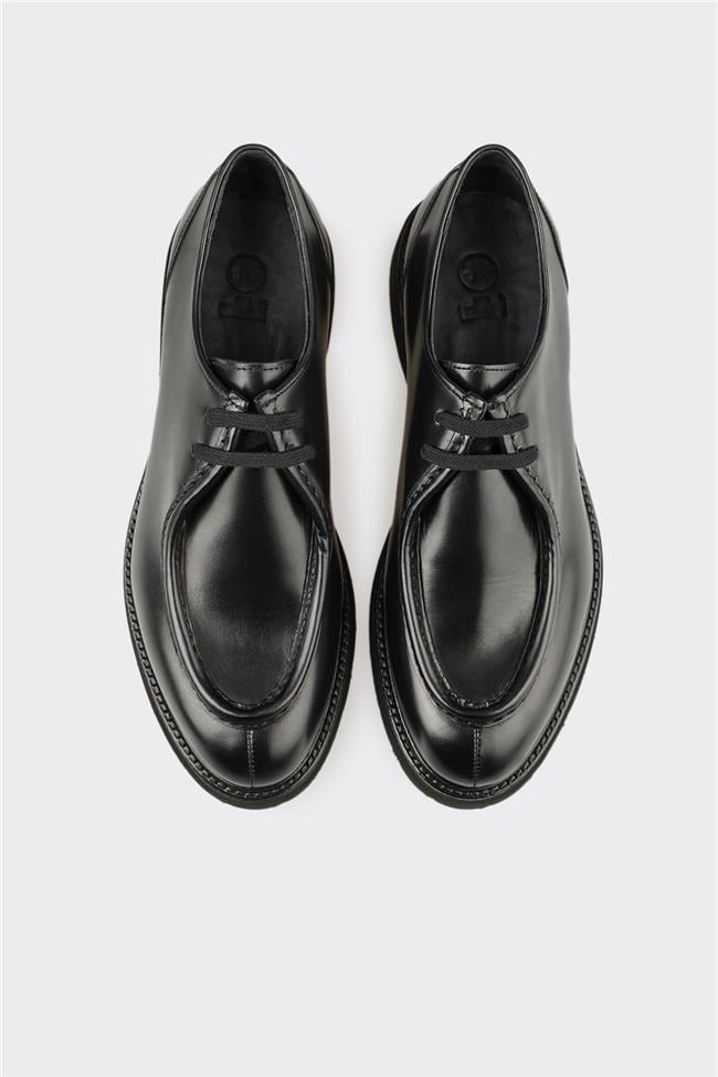 Siyah Deri Erkek Günlük Ayakkabı