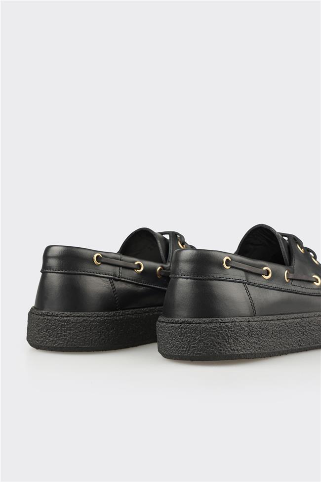 Siyah Deri Erkek Günlük Ayakkabı