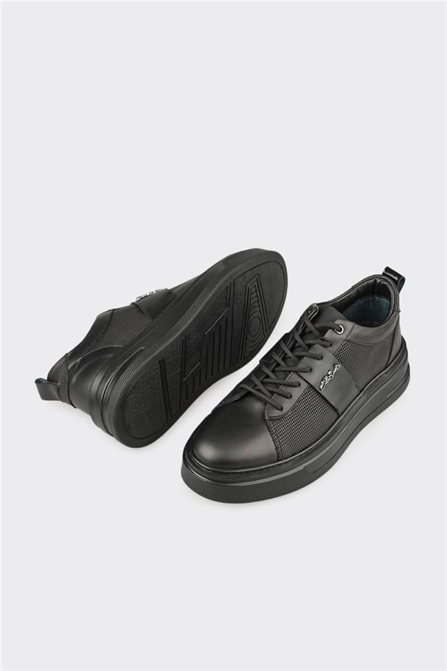Siyah Deri Erkek Günlük Ayakkabı