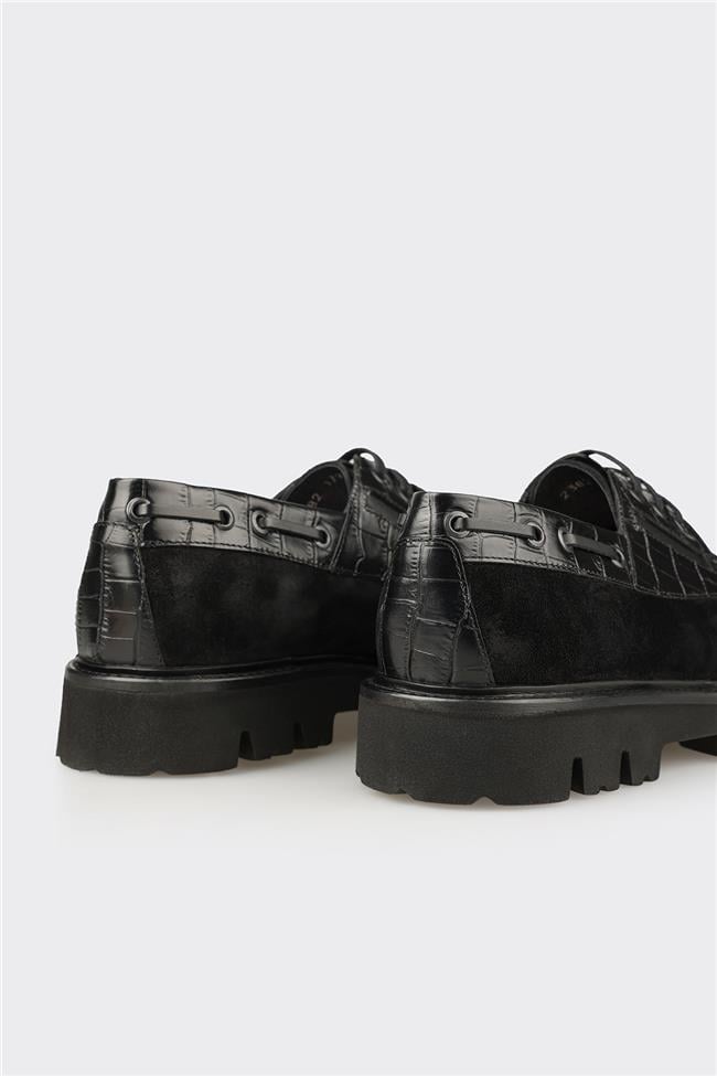 Siyah Deri Erkek Günlük Ayakkabı