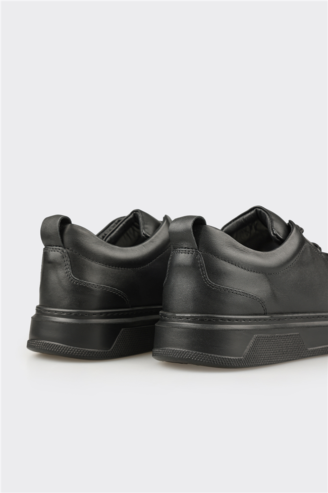 Siyah Deri Erkek Günlük Ayakkabı