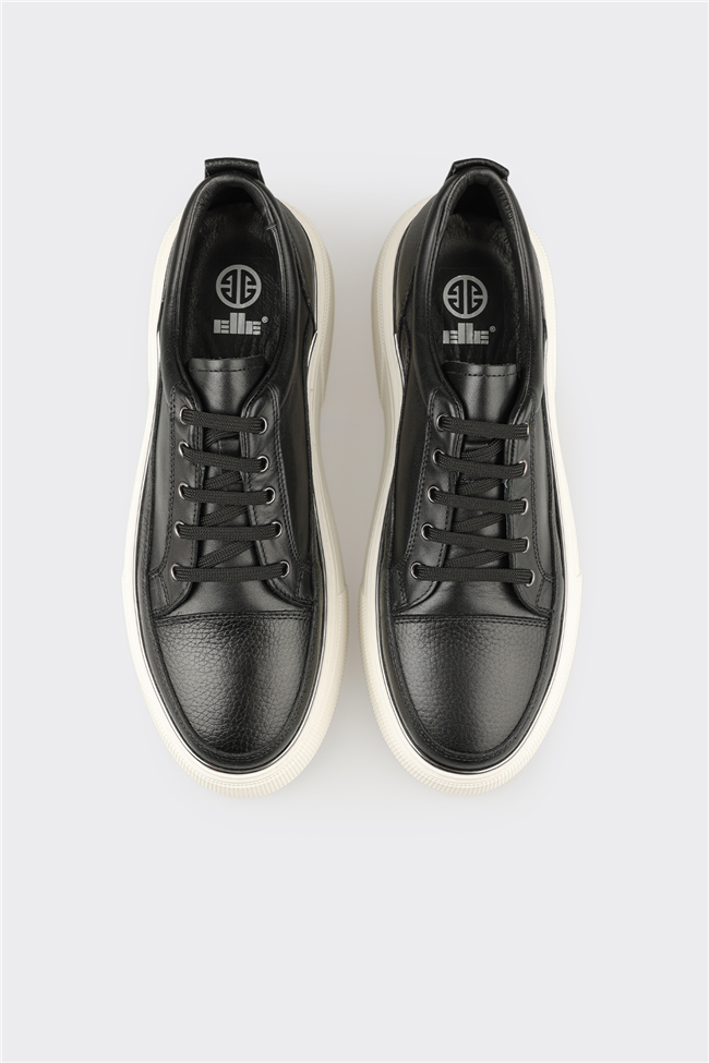 Siyah Deri Erkek Günlük Ayakkabı