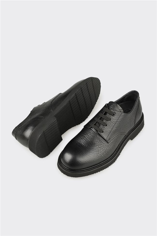 Siyah Deri Erkek Günlük Ayakkabı