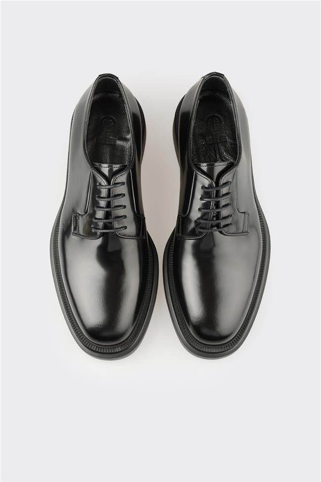 Siyah Deri Erkek Günlük Ayakkabı