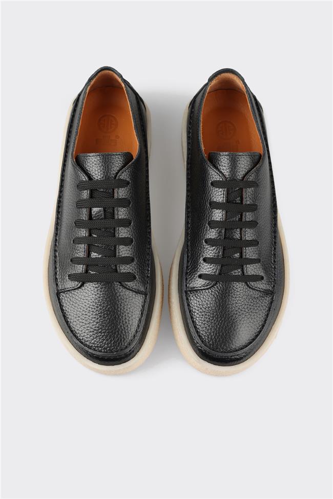 Siyah Deri Erkek Günlük Ayakkabı