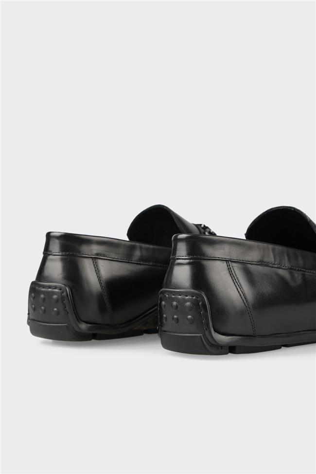 Siyah Deri Erkek Günlük Ayakkabı